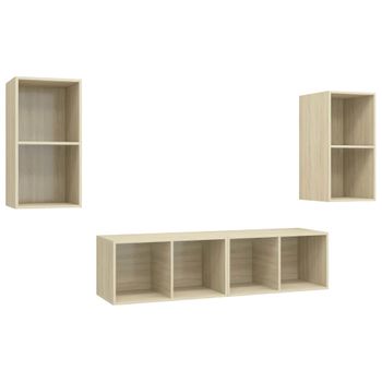 Muebles De Salón De Pared 4 Pzas Madera Ingeniería Roble Sonoma Vidaxl