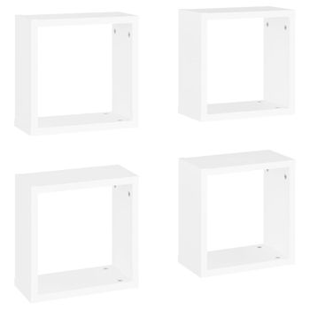 Estantes Cubo De Pared 4 Unidades Blanco 30x15x30 Cm Vidaxl