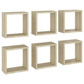 Estantes Cubo De Pared 6 Unidades Roble Sonoma 30x15x30 Cm Vidaxl