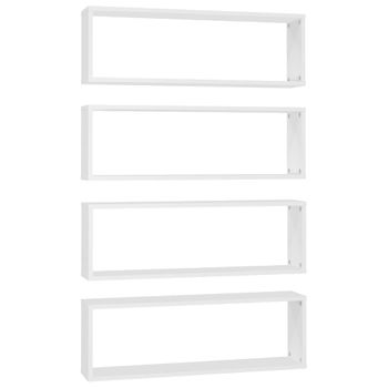 Estantes Cubo De Pared 4 Uds Contrachapado Blanco 80x15x26,5 Cm Vidaxl