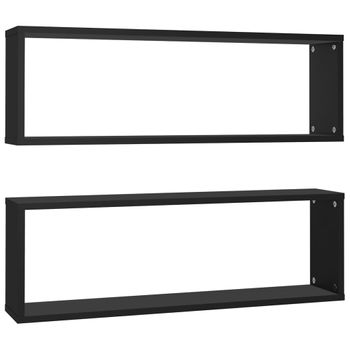 Estantes Cubo De Pared 2 Uds Contrachapado Negro 80x15x26,5 Cm Vidaxl