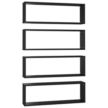 Estantes Cubo De Pared 4 Uds Contrachapado Negro 80x15x26,5 Cm Vidaxl