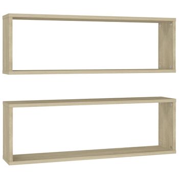 Estantes Cubos De Pared 2 Uds Contrachapada Roble 80x15x26,5 Cm Vidaxl