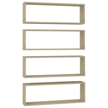 Estante Cubo Pared 4uds Contrachapado Roble Sonoma 80x15x26,5cm Vidaxl