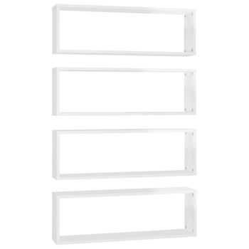 Estante De Pared 4 Uds Contrachapado Blanco Brillo 80x15x26,5cm Vidaxl