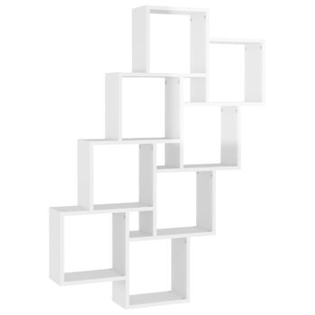 Estante Cubo Pared Contrachapado Blanco Brillante 90x15x119 Cm Vidaxl