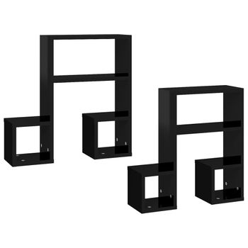 Estante Flotante De Pared 4 Uds Mdf Negro Brillo 50x23x3,8 Cm Vidaxl con  Ofertas en Carrefour