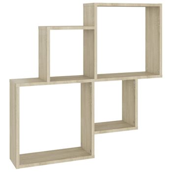 Estante Cubo De Pared Contrachapado Roble Sonoma 80x15x78,5 Cm Vidaxl