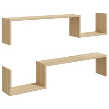 Estantes De Pared 2 Uds Madera De Ingeniería Roble 100x15x20 Cm Vidaxl