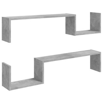 Estantes De Pared 2 Uds Madera De Ingeniería Gris 100x15x20 Cm Vidaxl