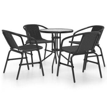 Juego De Comedor De Jardín De 5 Piezas Negro Vidaxl