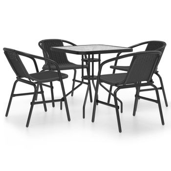 Juego De Comedor De Jardín De 5 Piezas Negro Vidaxl