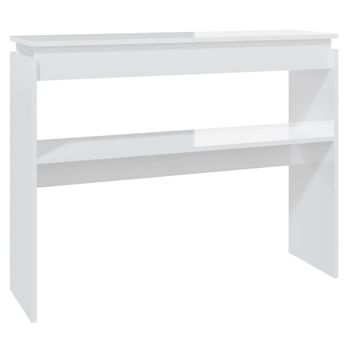 Mesa Consola Madera Contrachapada Blanco Brillante 102x30x80 Cm Vidaxl