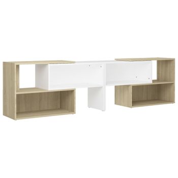 Mueble De Tv Madera Contrachapada Blanco Y Roble 149x30x52 Cm Vidaxl