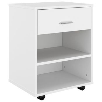 Armario Con Ruedas Madera Contrachapada Blanco 46x36x59 Cm Vidaxl