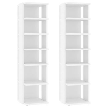 Mueble zapatero de aglomerado blanco 54x34x183 cm