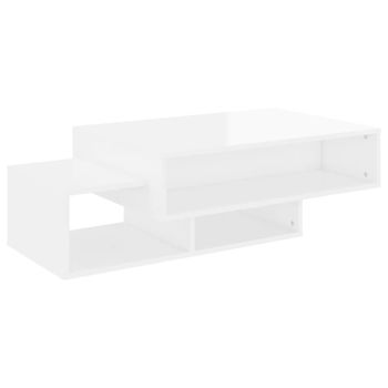 Mesa De Centro De Aglomerado Blanco Con Brillo 105x55x32 Cm Vidaxl