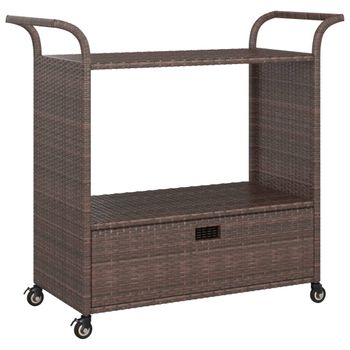 Carrito De Bar Con Cajón Ratán Sintético Marrón 100x45x97 Cm Vidaxl