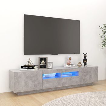 Mueble Para Tv Con Luces Led Gris Hormigón 180x35x40 Cm