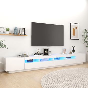 Mueble Para Tv Con Luces Led Blanco 300x35x40 Cm