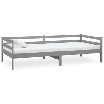 Sofá Cama Madera Maciza De Pino Gris 90x200 Cm Vidaxl