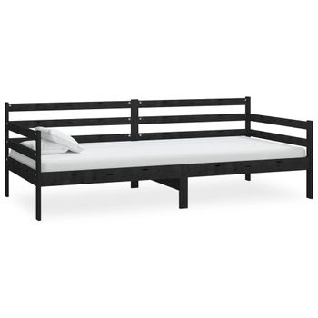 Sofá Cama Madera Maciza De Pino Negro 90x200 Cm Vidaxl