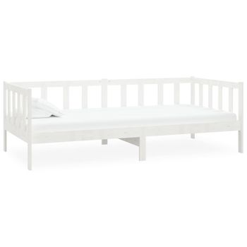 Cama De Día De Madera Maciza De Pino Blanco 90x200 Cm Vidaxl