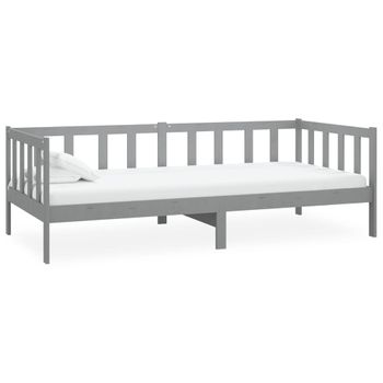 Cama De Día De Madera Maciza De Pino Gris 90x200 Cm Vidaxl