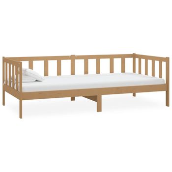 Cama De Día De Madera Maciza De Pino Marrón Miel 90x200 Cm Vidaxl