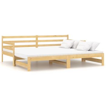 Sofá Cama Extraíble Madera Maciza De Pino 2x(90x200) Cm Vidaxl