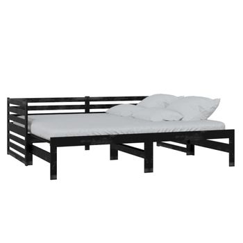 Sofá Cama Extraíble Madera Maciza De Pino Negro 2x(90x200) Cm Vidaxl