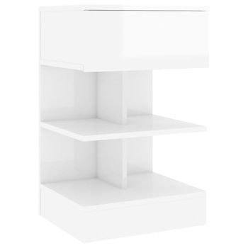 Mesita De Noche Madera Contrachapada Blanco Brillo 40x35x65 Cm Vidaxl