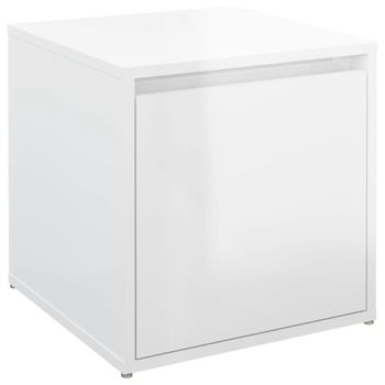 Cajón Taburete Madera Contrachapada Blanco Brillo 40,5x40x40 Cm Vidaxl