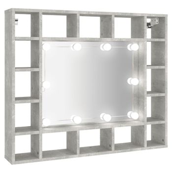 Mueble Con Espejo Y Led Color Gris Hormigón 91x15x76,5 Cm Vidaxl