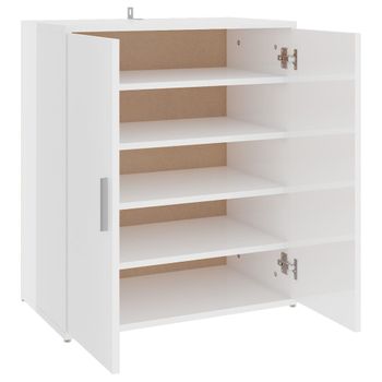 Mueble Zapatero Madera De Ingeniería Blanco Brillo 60x35x70 Cm Vidaxl