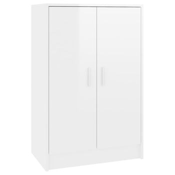 vidaXL Mueble zapatero madera contrachapada blanco brillo 102x36x60 cm –  Pensando en Casa