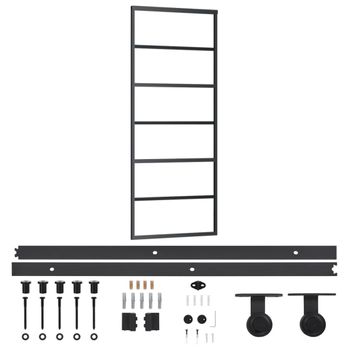 Puerta Corredera Con Herrajes Esg Vidrio Y Aluminio 76x205 Cm Vidaxl