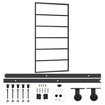 Puerta Corredera Con Herrajes Esg Vidrio Y Aluminio 102x205 Cm Vidaxl