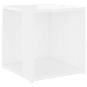 Mesa Auxiliar De Aglomerado Blanco Brillante 33x33x34,5 Cm Vidaxl