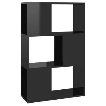 Librería Separador Madera Contrachapada Negro Brillo 60x24x94cm Vidaxl