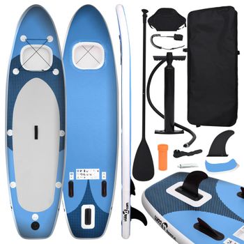 Juego De Tabla Paddle Surf Inflable Azul 300x76x10 Cm Vidaxl