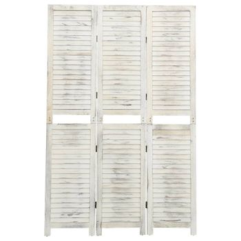 Biombo De 3 Paneles Madera Blanco Envejecido 105x165 Cm Vidaxl