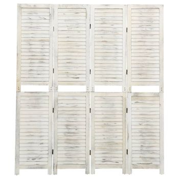 Biombo De 4 Paneles Madera Blanco Envejecido 140x165 Cm Vidaxl