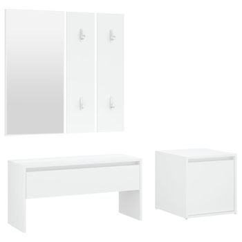 Juego De Muebles De Recibidor Madera Contrachapada Blanco Vidaxl