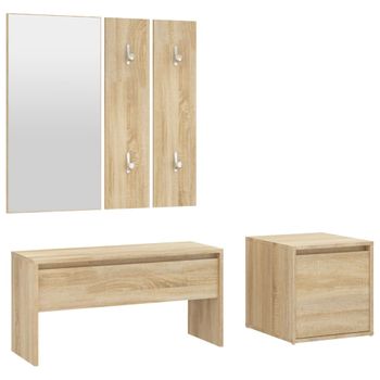 Set De Muebles De Recibidor Madera Contrachapada Color Roble Vidaxl