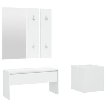 Juego De Muebles De Recibidor Madera Contrachapada Blanco Vidaxl