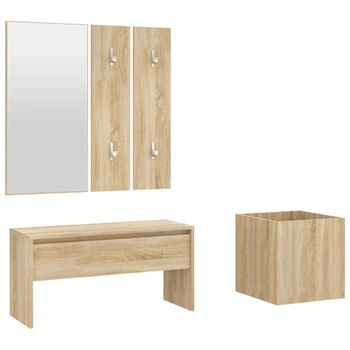 Juego De Muebles De Recibidor Madera Contrachapada Roble Sonoma Vidaxl