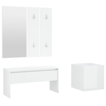 Set De Muebles De Recibidor Madera Contrachapada Blanco Brillo Vidaxl