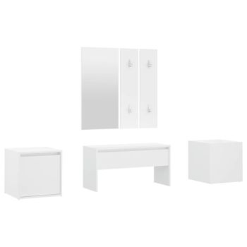 Juego De Muebles De Recibidor Madera Contrachapada Blanco Vidaxl