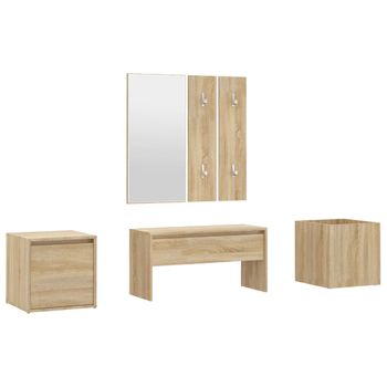 Juego De Muebles De Recibidor Madera Contrachapada Roble Sonoma Vidaxl